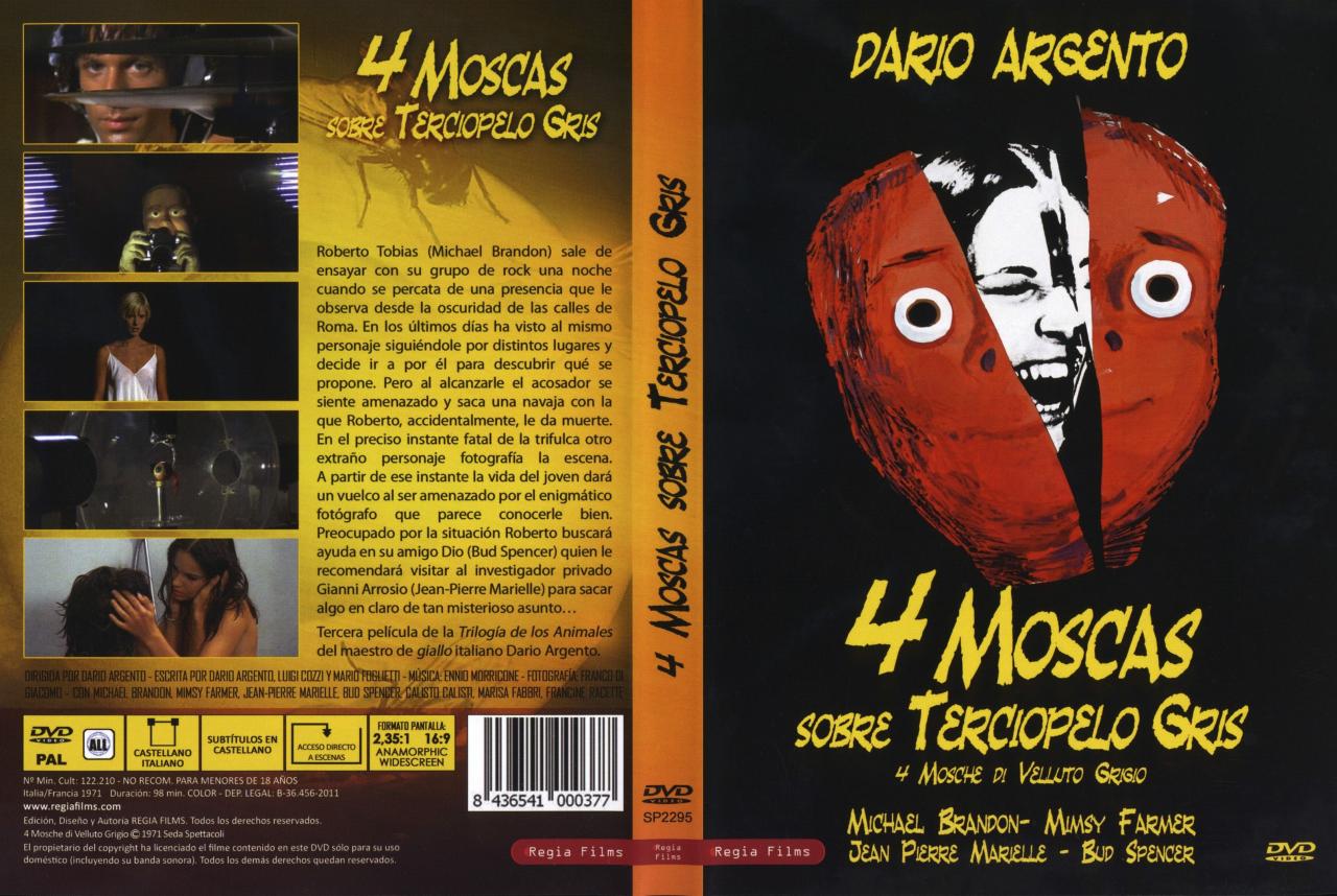Cuatro moscas de terciopelo gris